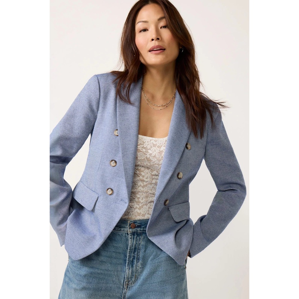 Evereve Elizabeth Military Blazer Blue Size Large New With Tags